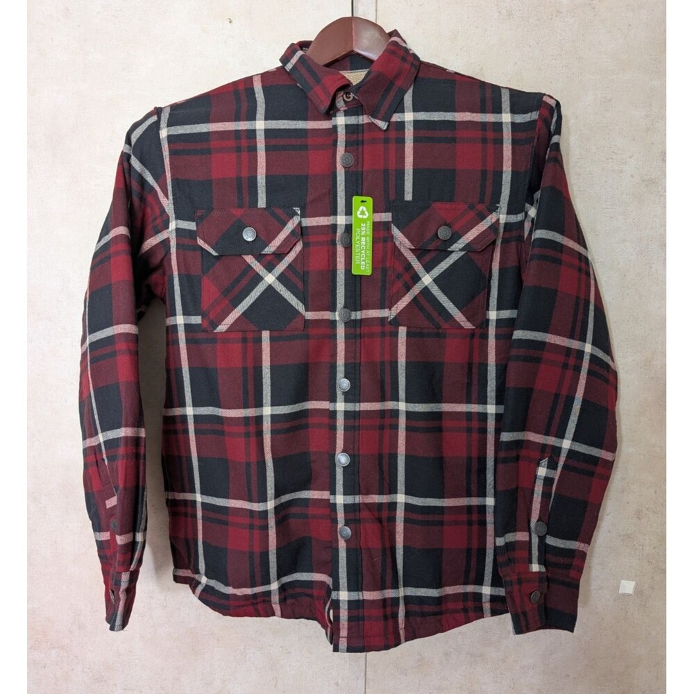 Wrangler Flannel Shirt Jacket Mens S Red Plaid Sherpa Lined Shacket Warm - Picture 2 of 9